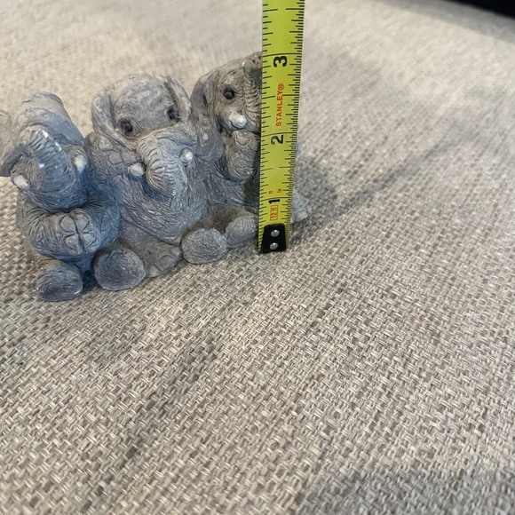 Hear no, see no evil, Say NO Evil Lucky Elephants 4" Stone Critters. USA VTG - Picture 5 of 5